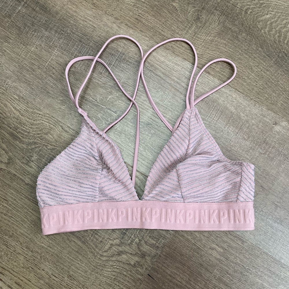 Pink By Victoria Secret Sparkle Unlined Bralette Light Pink Size Small